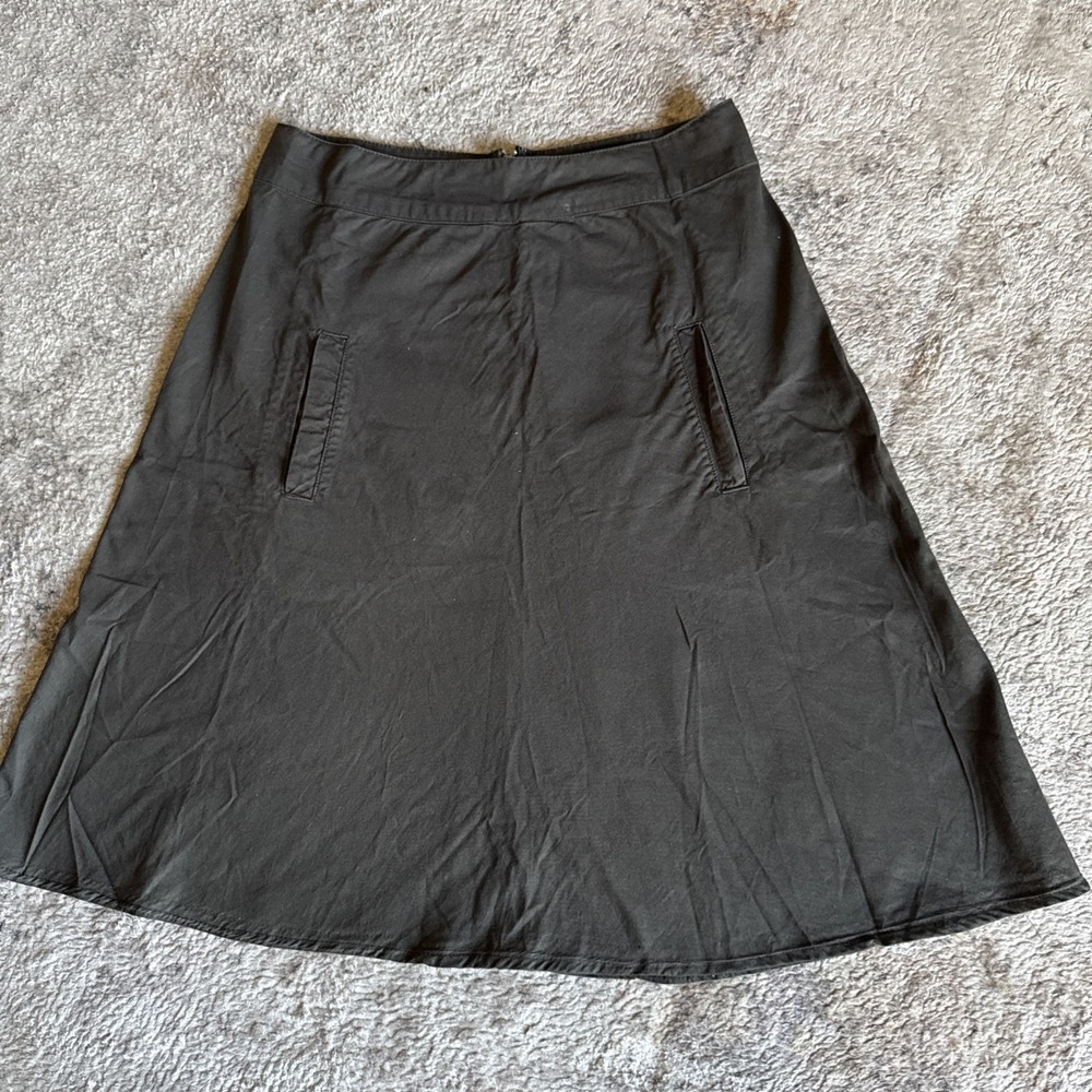 Mads Norgaard Copenhagen Brown Organic Cotton A-Line Skirt Pockets Sz 38